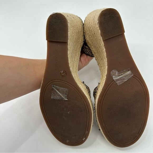 Vince Camuto Leera Espadrille Wedge Sandal Cow Hair Cheetah Print Size 10 - Picture 9 of 11